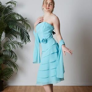 NWT Crystel Vintage 90s Grad or Bridesmaid Gown Ruffle Chiffon 10  